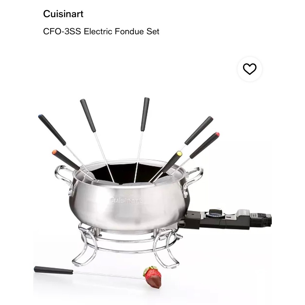 Cuisinart CFO-3SS Electric Fondue Set Brushed Stainless Steel 3-Quart Pot 8 Fork